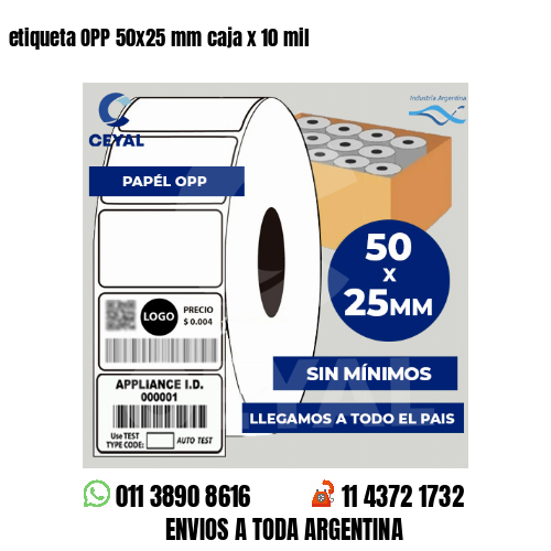 etiqueta OPP 50x25 mm caja x 10 mil