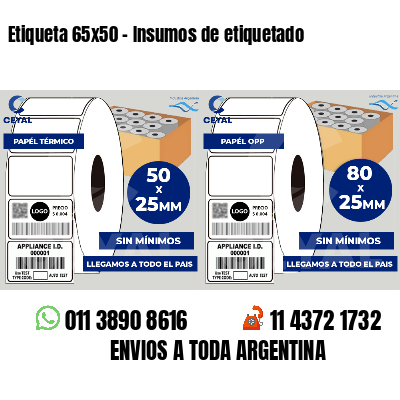 Etiqueta 65x50 - Insumos de etiquetado