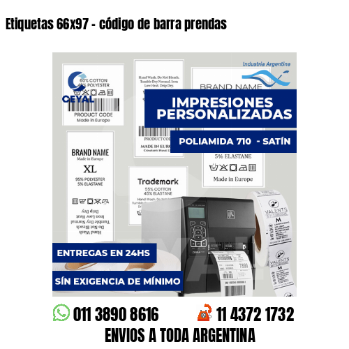 Etiquetas 66x97 - código de barra prendas