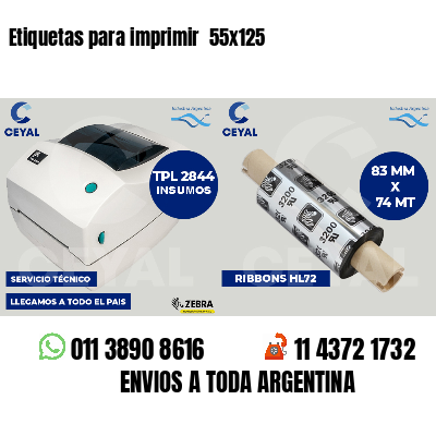 Etiquetas para imprimir  55x125