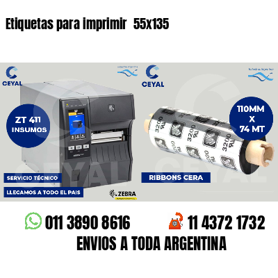 Etiquetas para imprimir  55x135