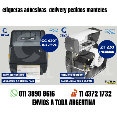 etiquetas adhesivas  delivery pedidos manteles