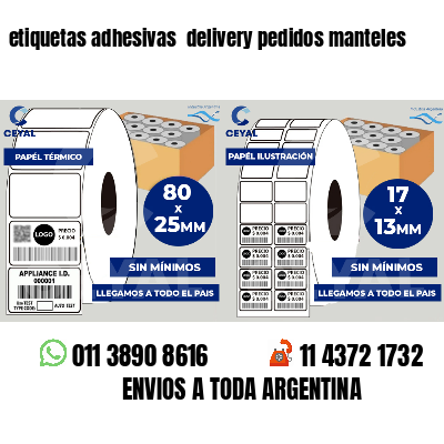 etiquetas adhesivas  delivery pedidos manteles