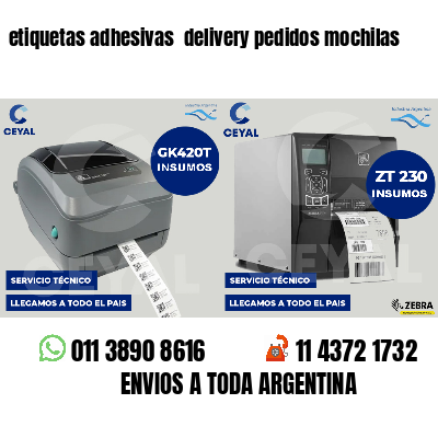 etiquetas adhesivas  delivery pedidos mochilas