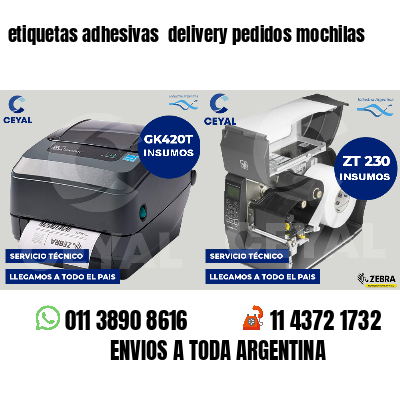 etiquetas adhesivas  delivery pedidos mochilas