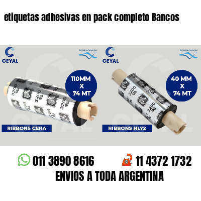 etiquetas adhesivas en pack completo Bancos