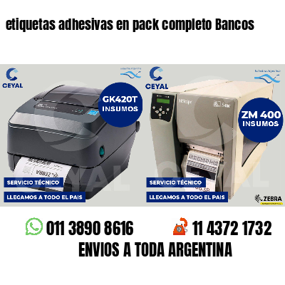 etiquetas adhesivas en pack completo Bancos