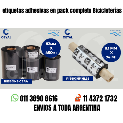 etiquetas adhesivas en pack completo Bicicleterías