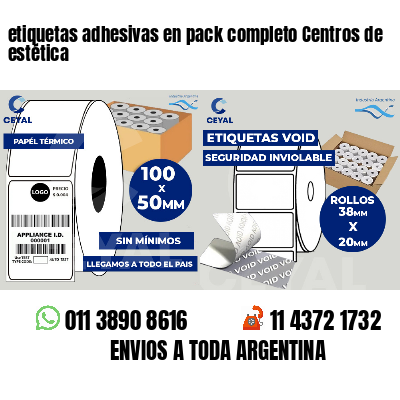 etiquetas adhesivas en pack completo Centros de estética