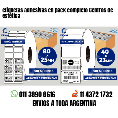 etiquetas adhesivas en pack completo Centros de estética