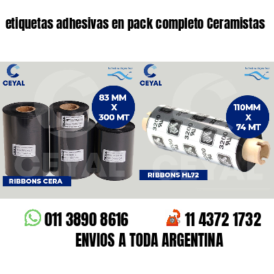 etiquetas adhesivas en pack completo Ceramistas