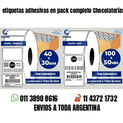 etiquetas adhesivas en pack completo Chocolaterías