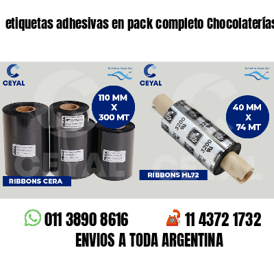 etiquetas adhesivas en pack completo Chocolaterías