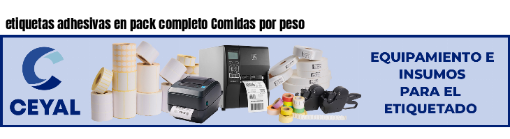 etiquetas adhesivas en pack completo Comidas por peso