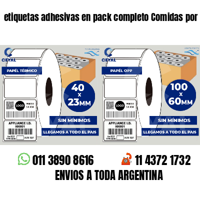 etiquetas adhesivas en pack completo Comidas por peso