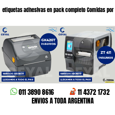 etiquetas adhesivas en pack completo Comidas por peso