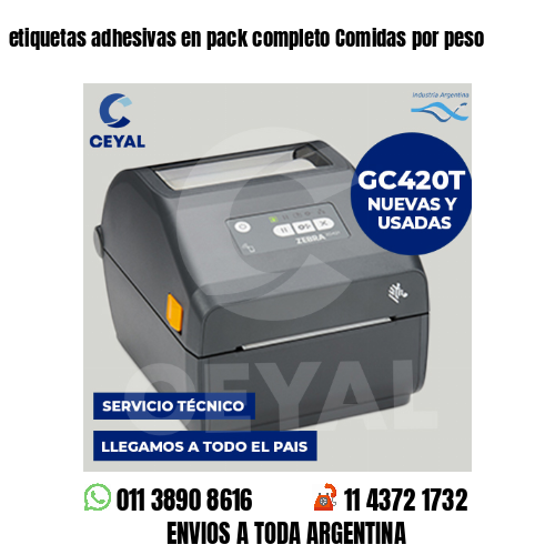 etiquetas adhesivas en pack completo Comidas por peso