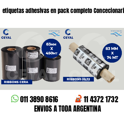 etiquetas adhesivas en pack completo Concecionaria