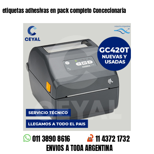 etiquetas adhesivas en pack completo Concecionaria