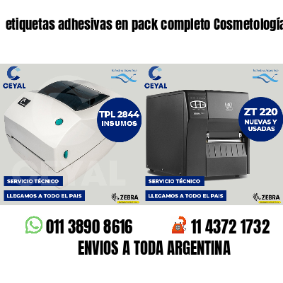 etiquetas adhesivas en pack completo Cosmetología