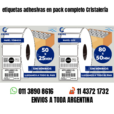 etiquetas adhesivas en pack completo Cristalería