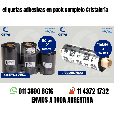 etiquetas adhesivas en pack completo Cristalería