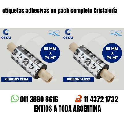 etiquetas adhesivas en pack completo Cristalería