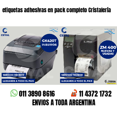 etiquetas adhesivas en pack completo Cristalería