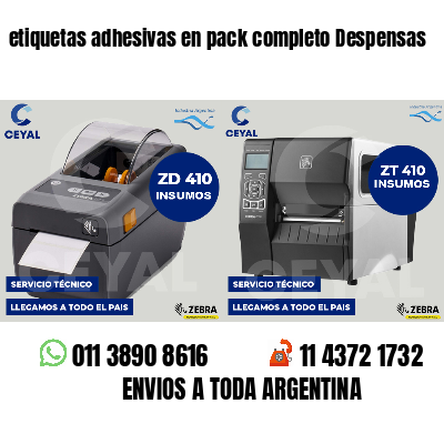 etiquetas adhesivas en pack completo Despensas