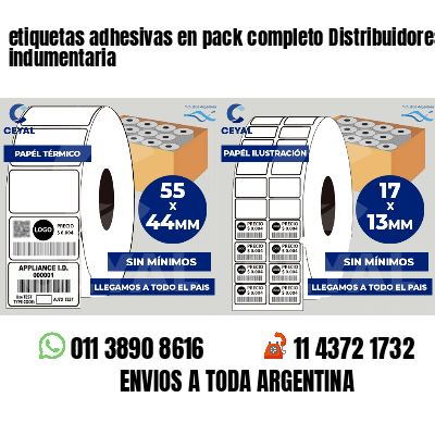 etiquetas adhesivas en pack completo Distribuidores de indumentaria