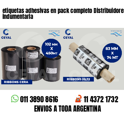 etiquetas adhesivas en pack completo Distribuidores de indumentaria