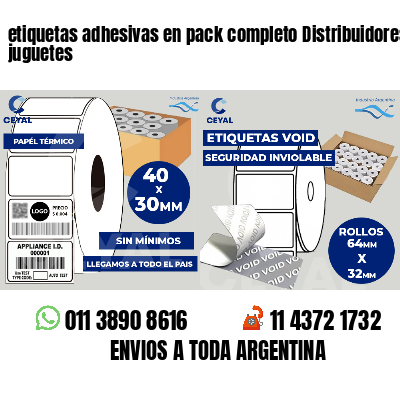 etiquetas adhesivas en pack completo Distribuidores de juguetes