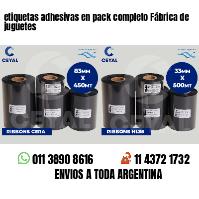 etiquetas adhesivas en pack completo Fábrica de juguetes