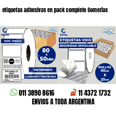 etiquetas adhesivas en pack completo Gomerías