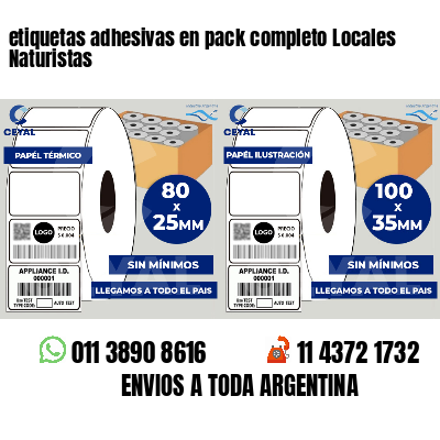 etiquetas adhesivas en pack completo Locales Naturistas