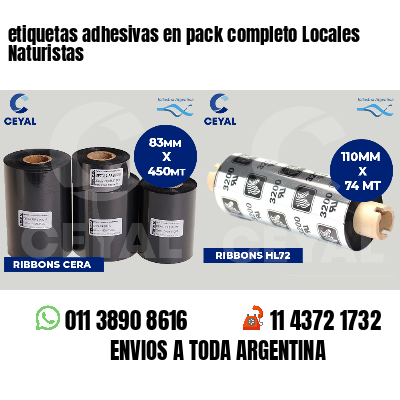 etiquetas adhesivas en pack completo Locales Naturistas