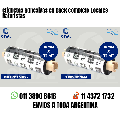 etiquetas adhesivas en pack completo Locales Naturistas