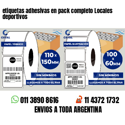 etiquetas adhesivas en pack completo Locales deportivos