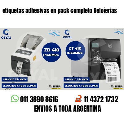 etiquetas adhesivas en pack completo Relojerías