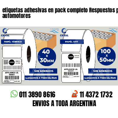 etiquetas adhesivas en pack completo Respuestos para automotores