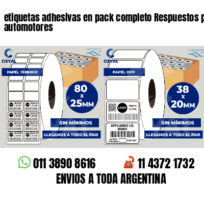 etiquetas adhesivas en pack completo Respuestos para automotores