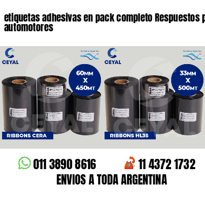 etiquetas adhesivas en pack completo Respuestos para automotores