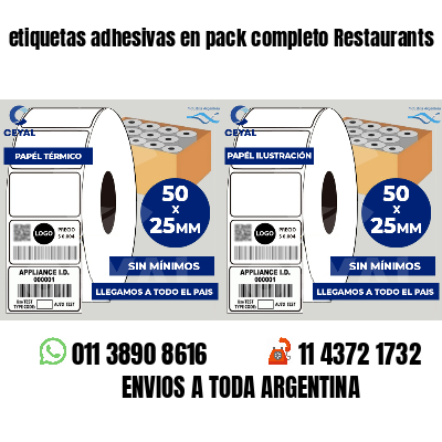 etiquetas adhesivas en pack completo Restaurants