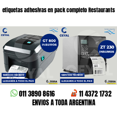 etiquetas adhesivas en pack completo Restaurants