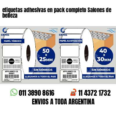 etiquetas adhesivas en pack completo Salones de belleza