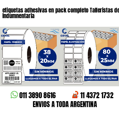 etiquetas adhesivas en pack completo Talleristas de indumnentaria