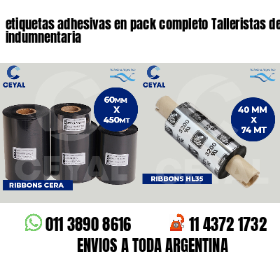 etiquetas adhesivas en pack completo Talleristas de indumnentaria