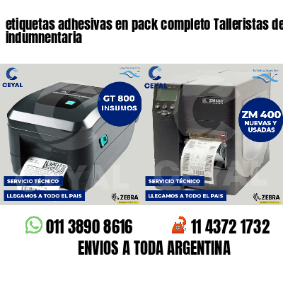 etiquetas adhesivas en pack completo Talleristas de indumnentaria