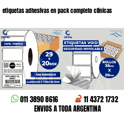 etiquetas adhesivas en pack completo clinicas