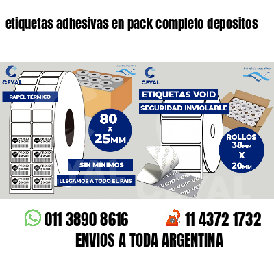 etiquetas adhesivas en pack completo depositos